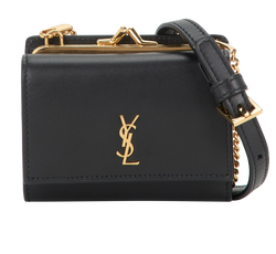 Micro Rider Wallet On Chain, Leather, Black, 0321, C/DB/B, 3*